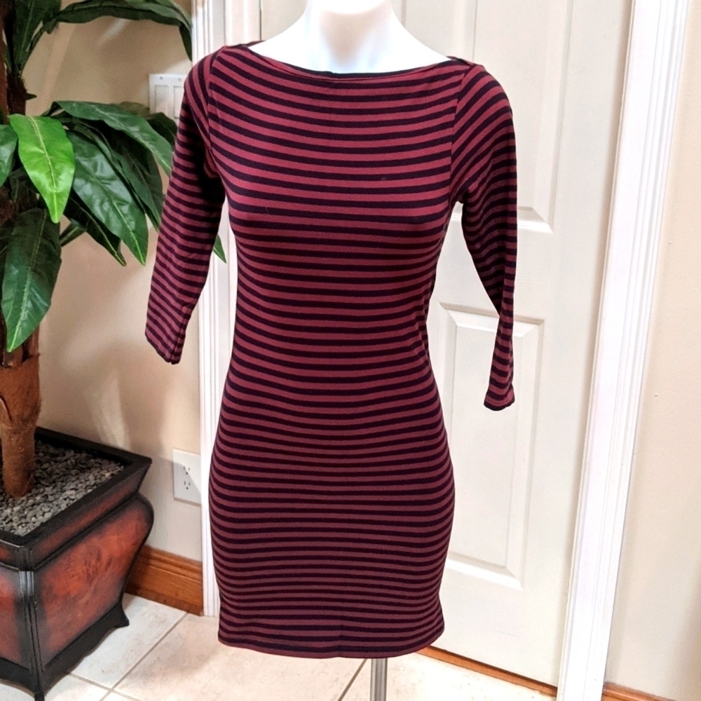 Topshop Women's Striped Midi w/ 3/4 Sleeves Sz 4